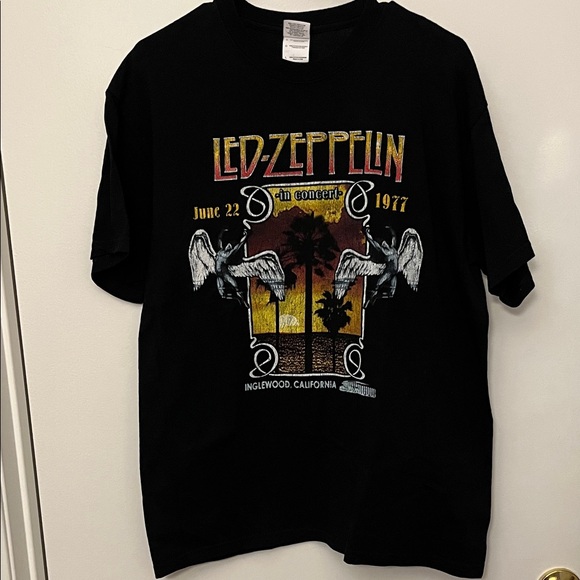 Led Zepplin Other - Led Zeppelin Black Graphic T-Shirt Angels Inglewood LA Forum California CA